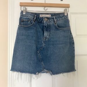 ASOS Denim Frayed Mini Skirt